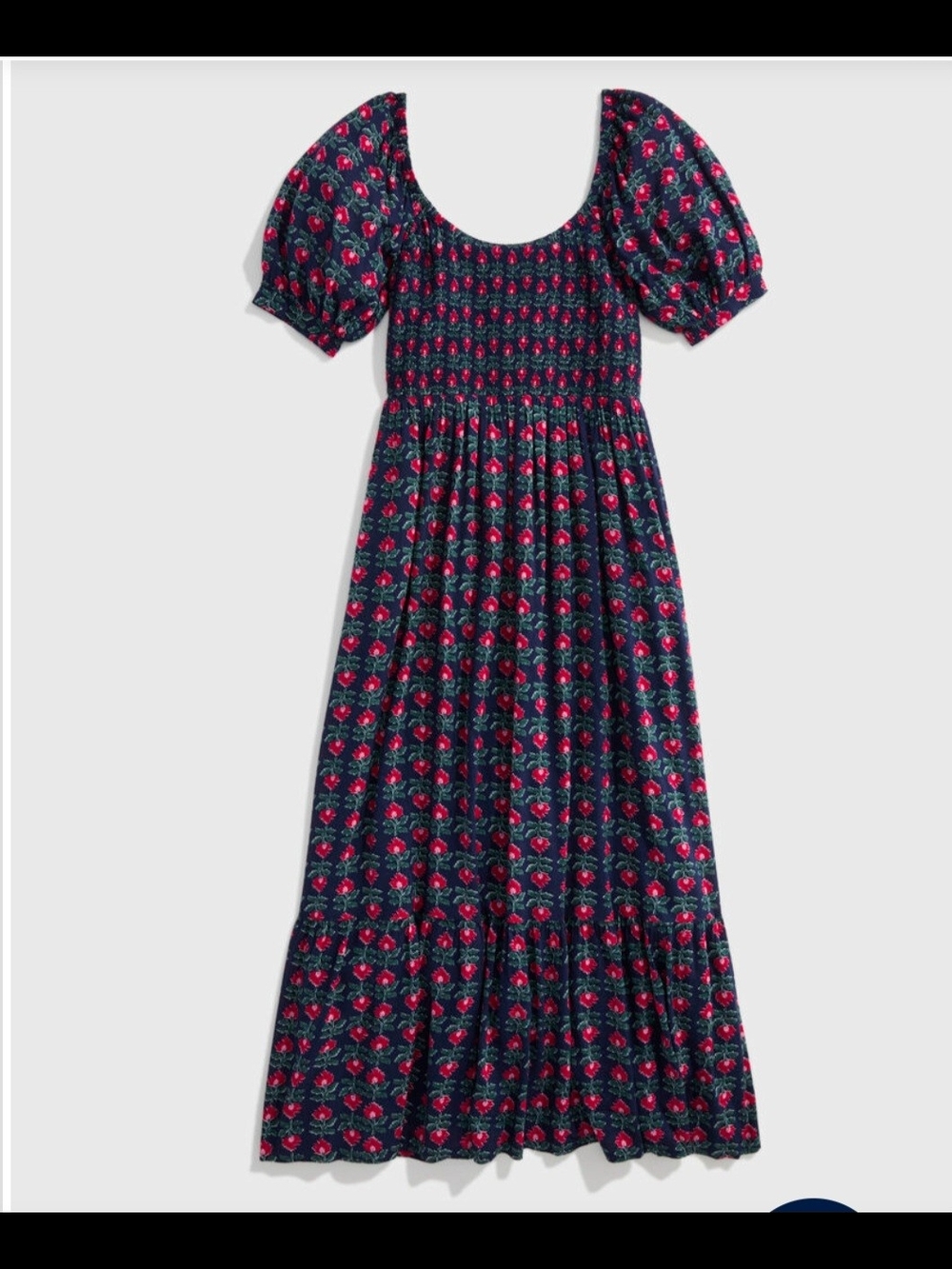 Vineyard Vines  Ellen Maxi Dress (Ruby Block Navy with Pink Floral Print